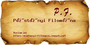 Pöstényi Filoména névjegykártya